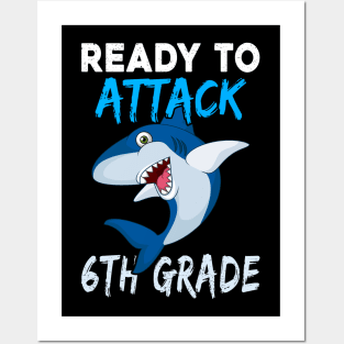 Shark Kids Ready To Attack 6Th Grade Boys Back To School Posters and Art